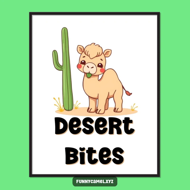Funny Kawaii Camel Digital Art: Playful Plant Print, Amazing Funny Gift