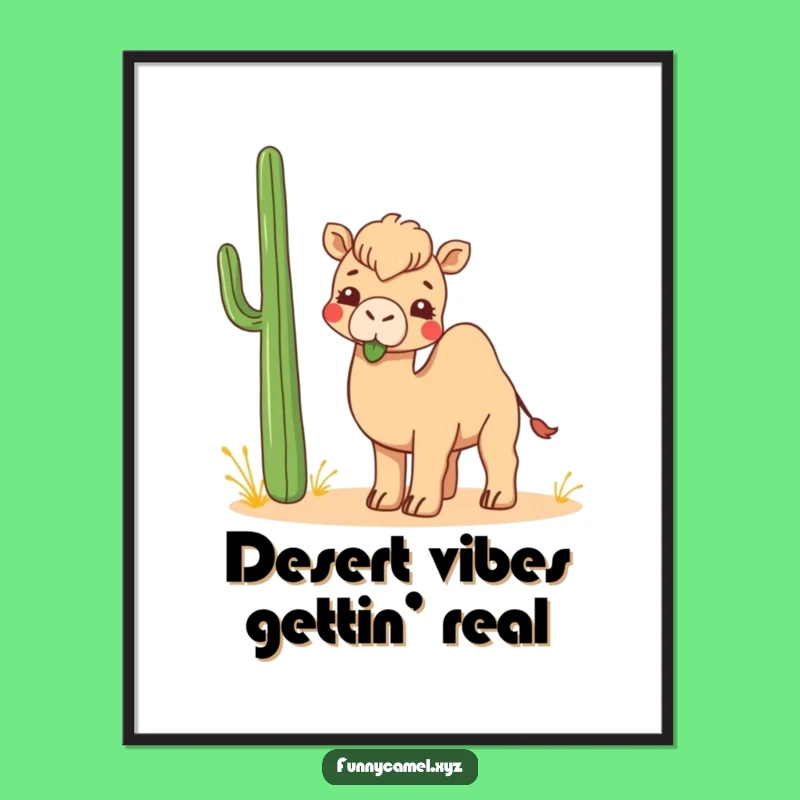 Free Printable Wall Art: Funny Kawaii Camel Munching Plant for Quirky Decor