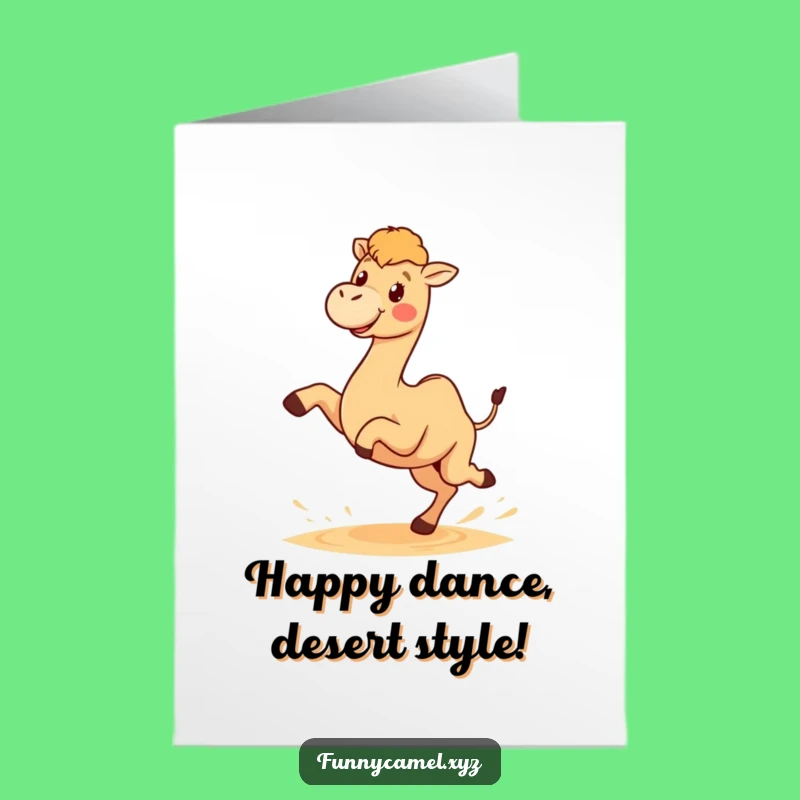 Funny Free Printable Birthday Card: Kawaii Camel Desert Fun Downloadable Gift