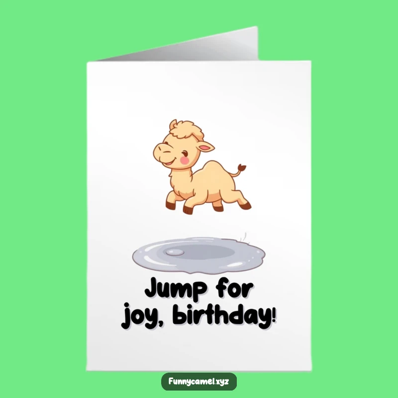 Free Printable Birthday Card: Jumping Camel Splash, Perfect Downloadable Gift