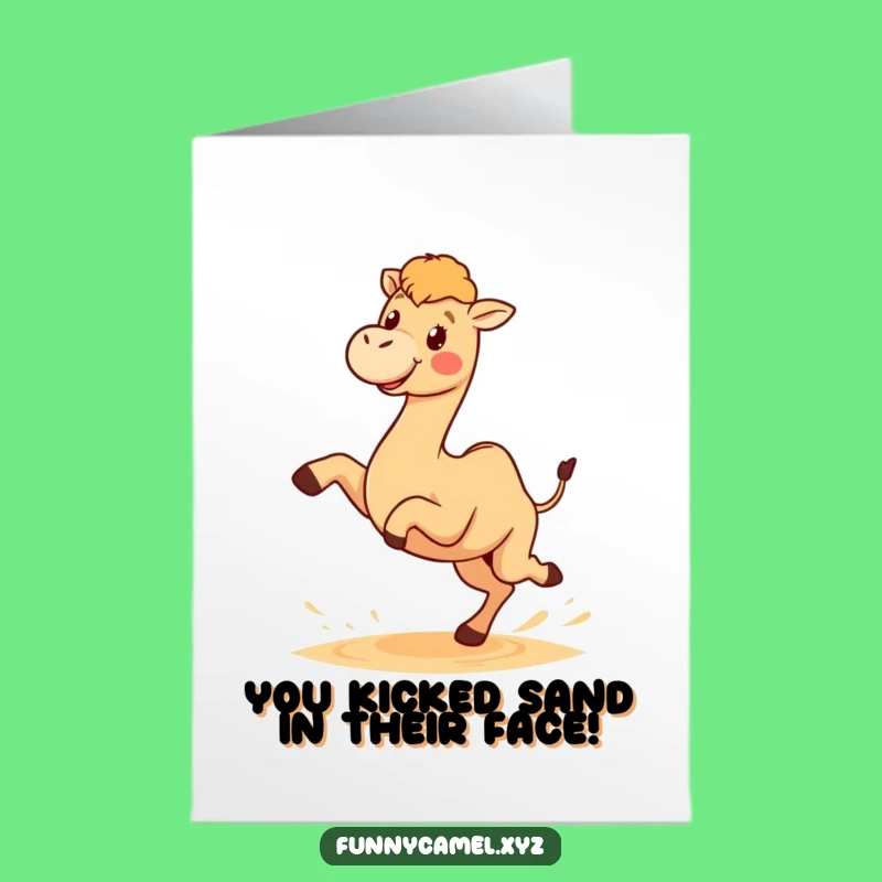 Free Printable Congrats Card: Kawaii Camel's Victory Dance Downloadable Gift