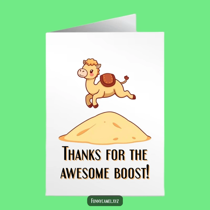 Free Printable Thank You Card: Fun Kawaii Camel Leaping with Gratitude
