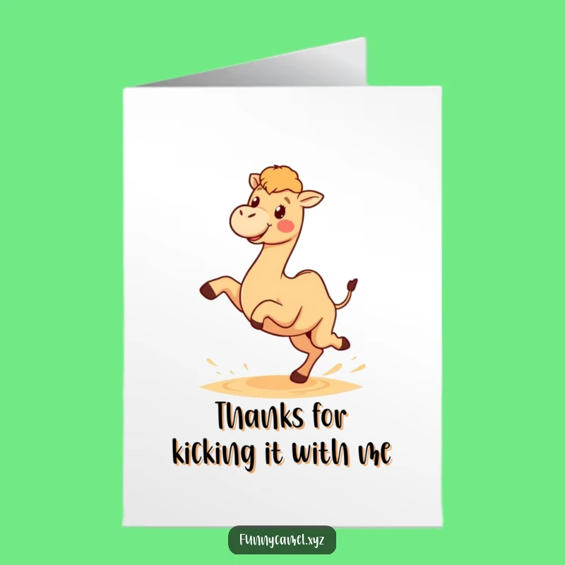 Free Printable Thank You Card: Kawaii Camel's Grateful Kick Downloadable Gift